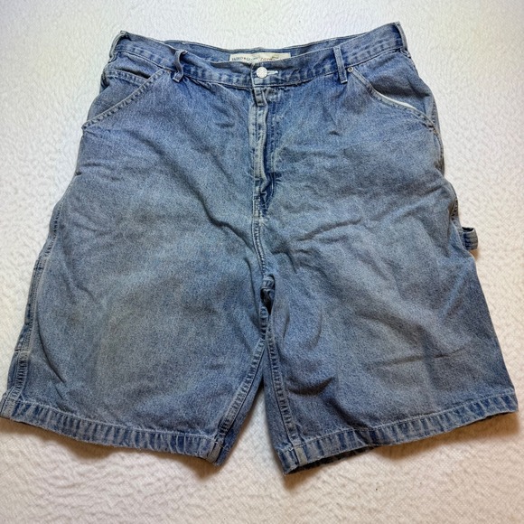 Faded Glory mens shorts‎ 36 Carpenter Shorts Denim Utility Pockets Light Wash - Picture 1 of 11